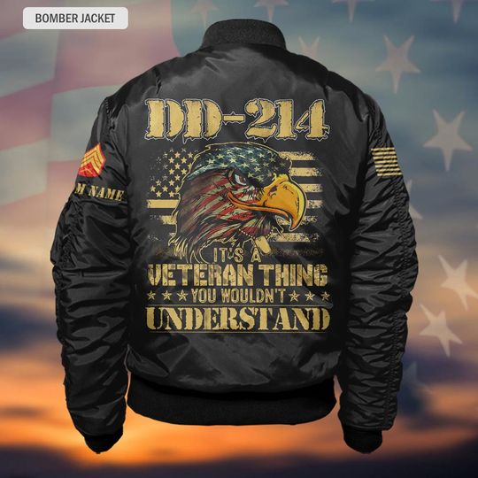 Customized DD-214 Veteran Shirts Bomber Jacket