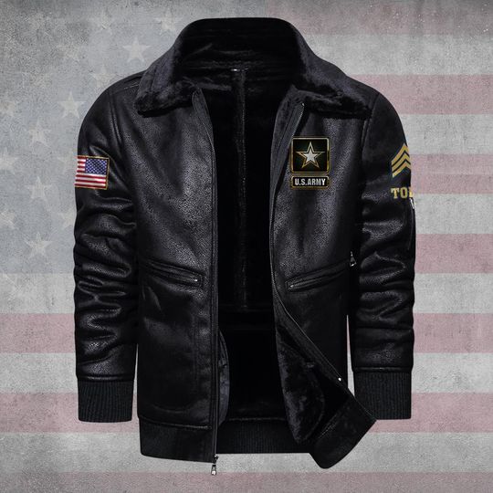 US Veteran Fur Lapel Leather Jacket