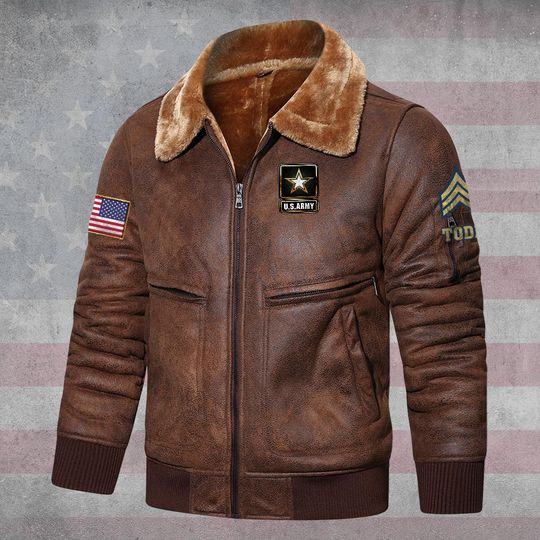US Veteran Fur Lapel Leather Jacket