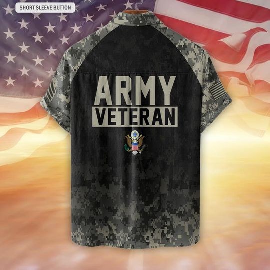 Customized US Veterans Camouflage Pattern Hawaiian Shirt