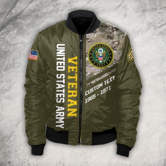 Customized US Veteran Camouflage Bomber Jacket