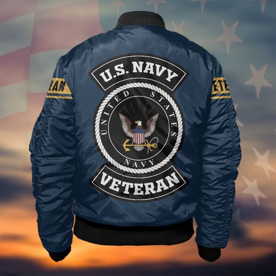 Customized US Navy Veteran Bomber Jacket