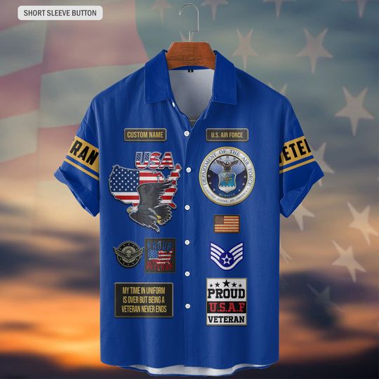 Customized US Air Force Veteran Shirts Hawaiian shirt