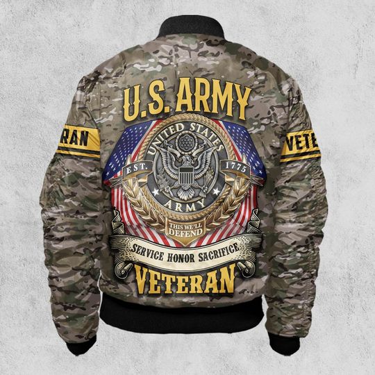 Customized U.S Veteran Camouflage Bomber Jacket