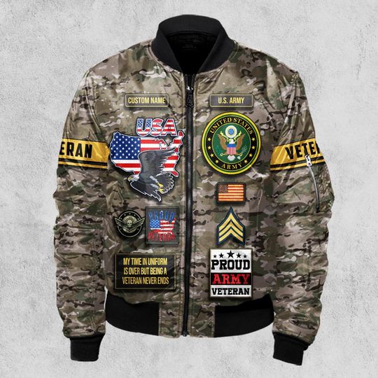 Customized U.S Veteran Camouflage Bomber Jacket