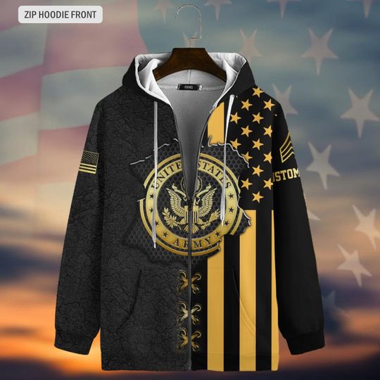 Customized Veteran  3D Zip Hoodie
