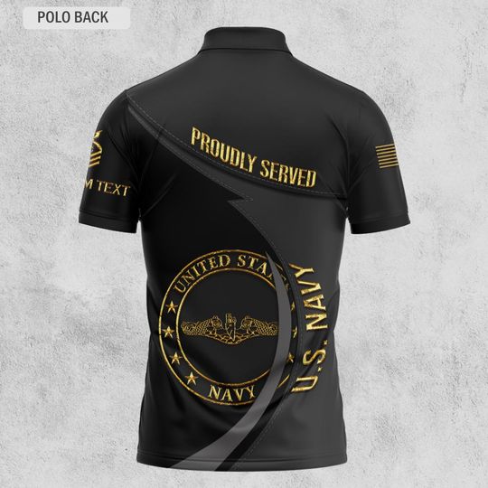 Customized U.S Veteran Navy Badges Prouldy Served Polo Shirts