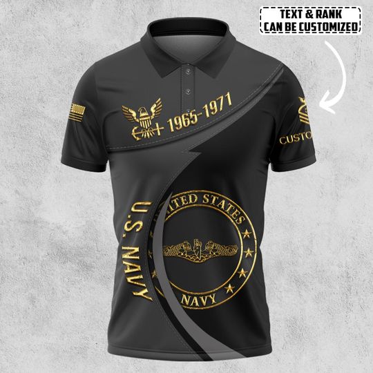 Customized U.S Veteran Navy Badges Prouldy Served Polo Shirts