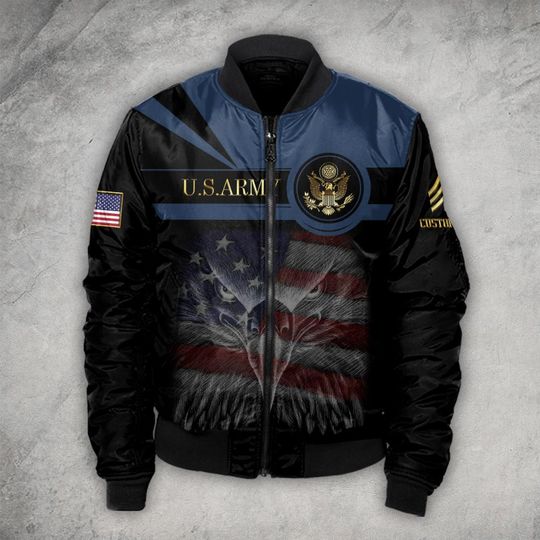 Customized US Military With US Flag Eagle Bomber Jacket