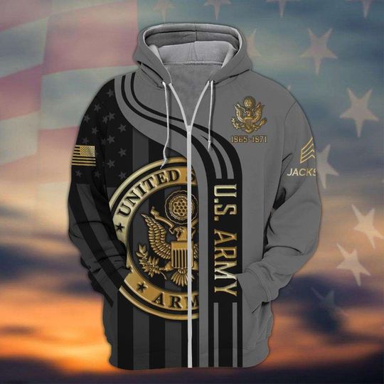 Customized U.S. Veteran 3D Zip Hoodie