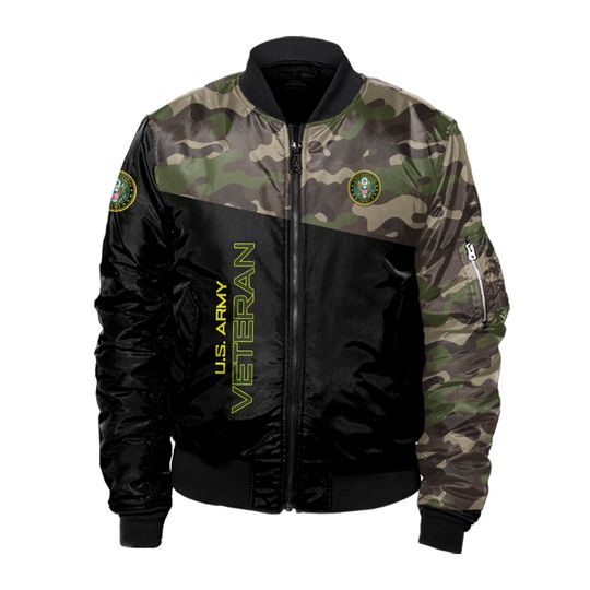 US Veteran Camouflage Uniform Bomber Jacket