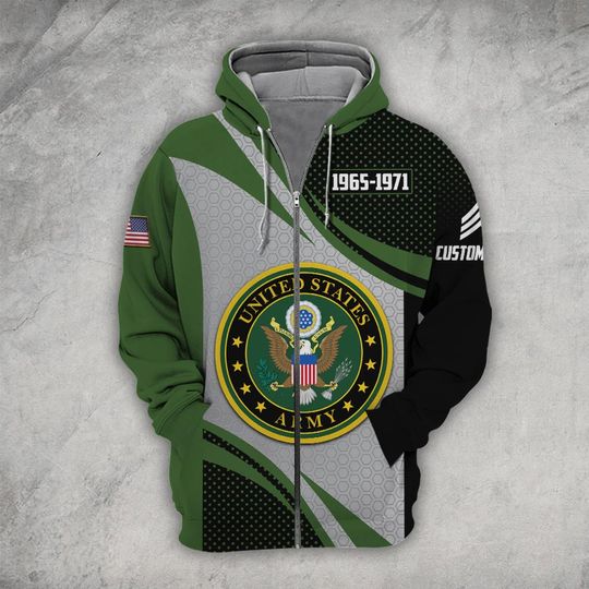 Customized US Military Proudly Served 3D Zip Hoodie