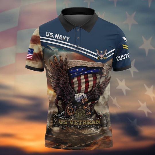 Customized US Navy Veteran Polo Shirt