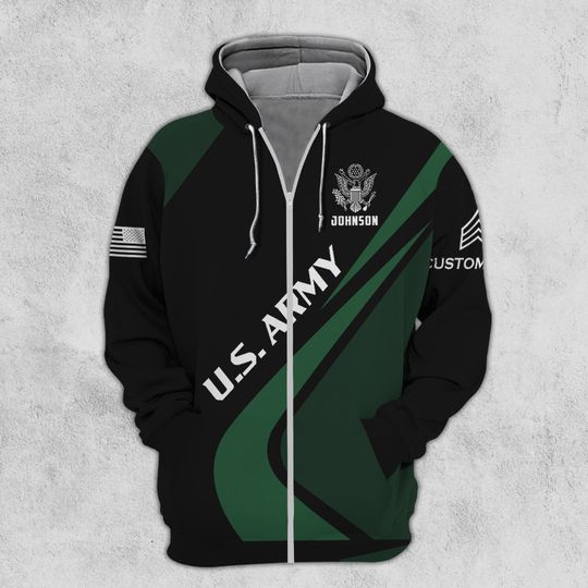 Customized U.S Veteran 3D Zip Hoodie