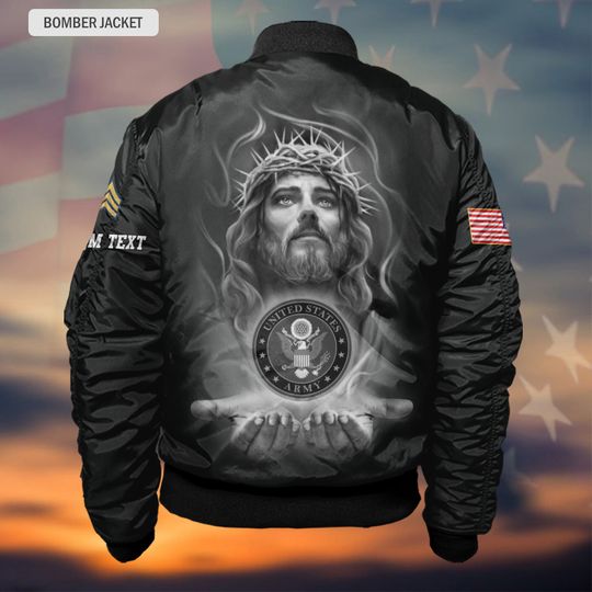 Customized One Nation Under God U.S VeteranBomber Jacket
