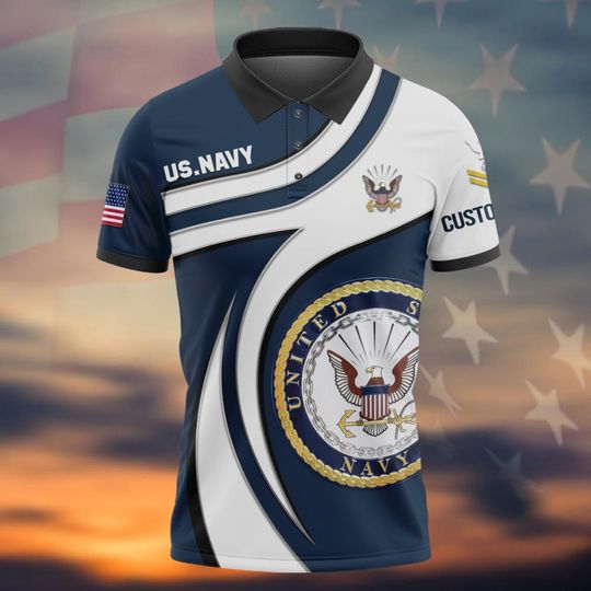 Customized US Navy Veteran Polo Shirt