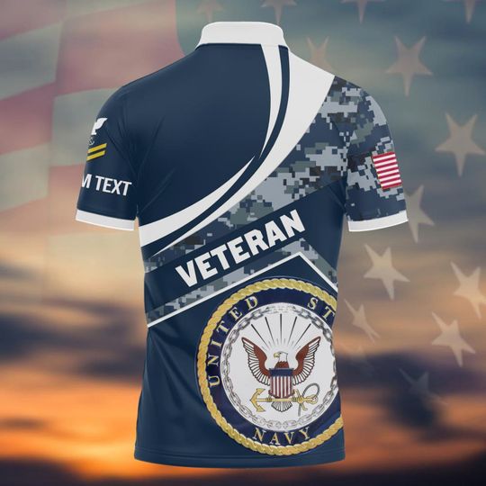 Customized US Navy Veteran Polo Shirt