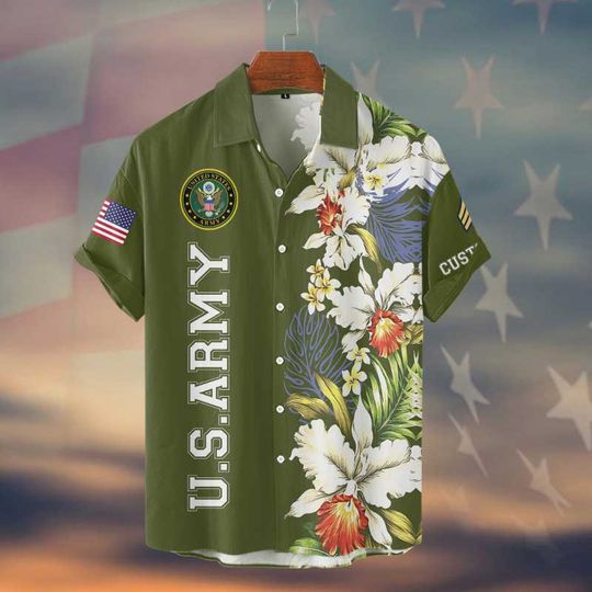 Customized U.S Veteran Proudly Served Hawaiian Shirt