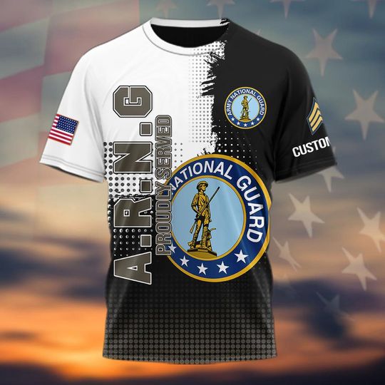 Customized US Army National Guard Veteran 3D T-Shirt
