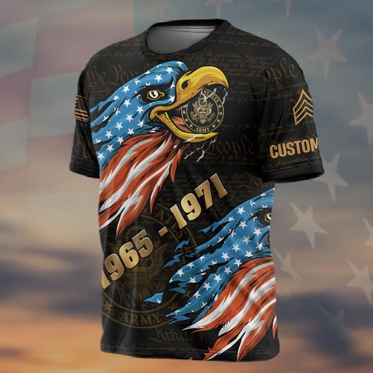 Customized U.S Veteran Eagle Proudly Served 3D Shirts