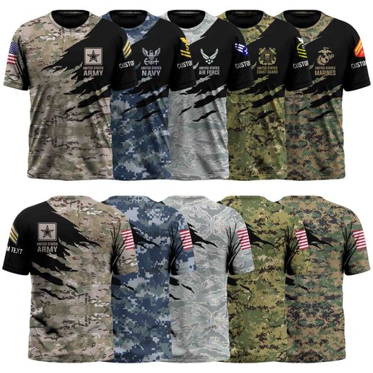 Customized Camouflage U.S. Veteran T-Shirt
