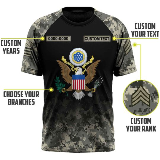Customized US Veterans Camouflage Pattern  3D Shirts