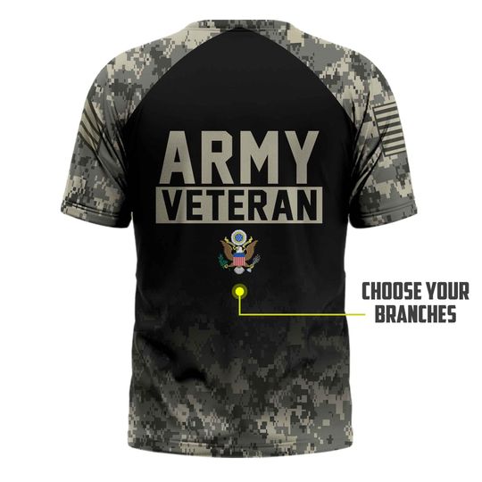 Customized US Veterans Camouflage Pattern  3D Shirts