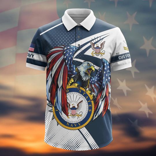 Customized US Navy Veteran Polo Shirt