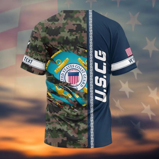 Customized US Coast Guard Veteran  3D Shirts