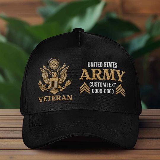 Customized US Veteran Proudly Served Embroidered Classic Cap