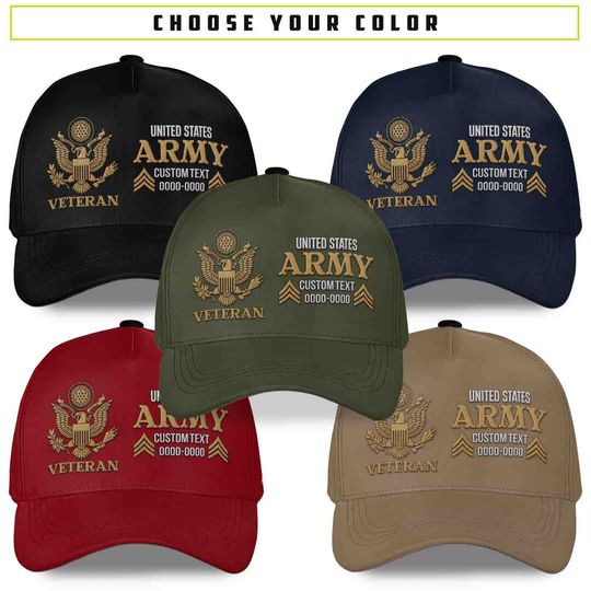 Customized US Veteran Proudly Served Embroidered Classic Cap