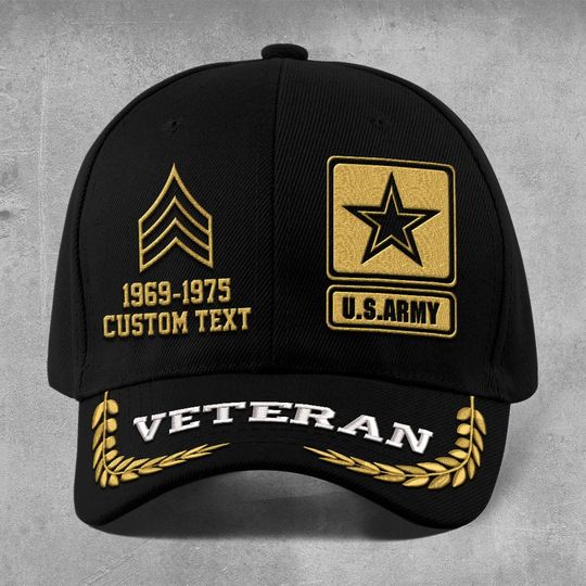 Customized US Veteran Proudly Served Embroidered Baseball Cap