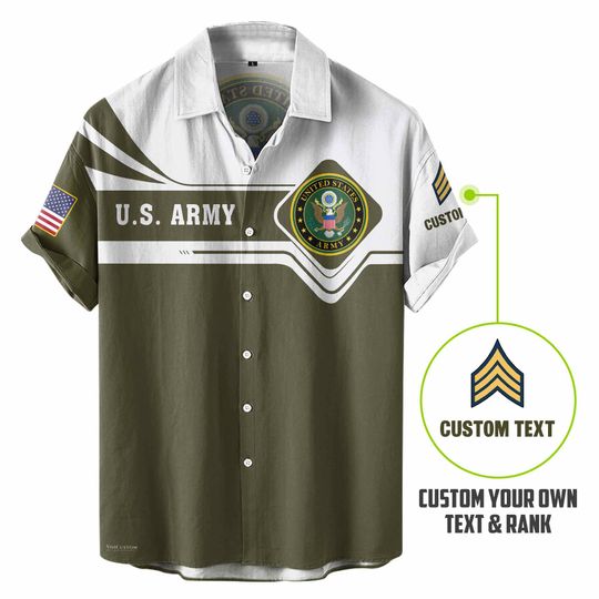 Customized US Army Veteran Short Sleeve Button Shirt Hawaiian Shirt
