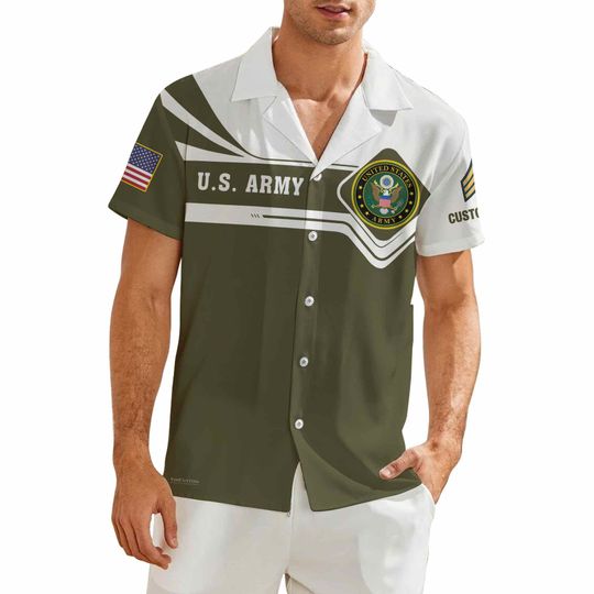 Customized US Army Veteran Short Sleeve Button Shirt Hawaiian Shirt