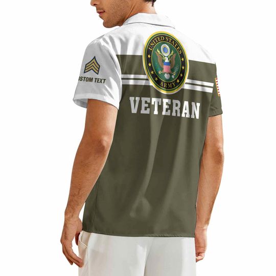 Customized US Army Veteran Short Sleeve Button Shirt Hawaiian Shirt