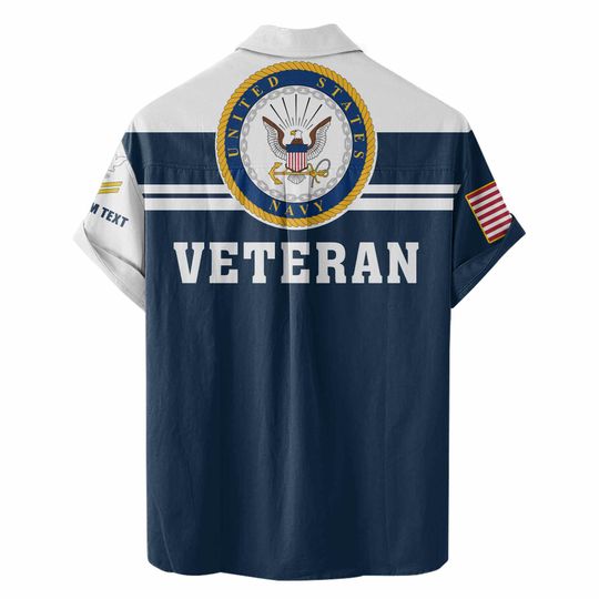 Customized US Navy Veteran Short Sleeve Button Shirt Hawaiian Shirt