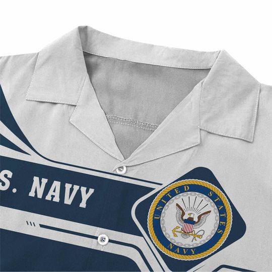 Customized US Navy Veteran Short Sleeve Button Shirt Hawaiian Shirt