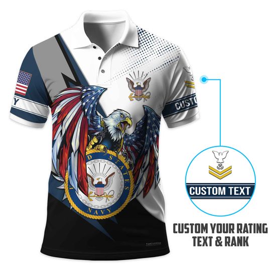 Customized US Navy Veteran Polo Shirt