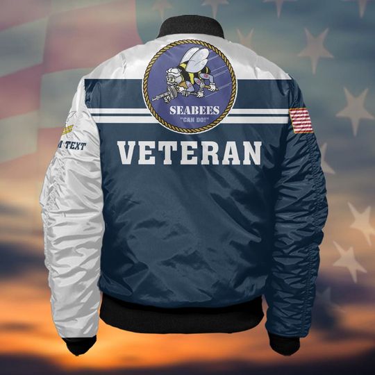 Customized Navy Seabees Veteran Bomber Jacket
