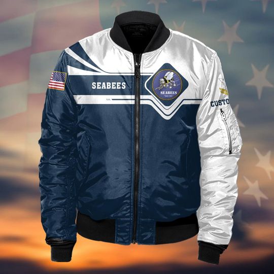 Customized Navy Seabees Veteran Bomber Jacket