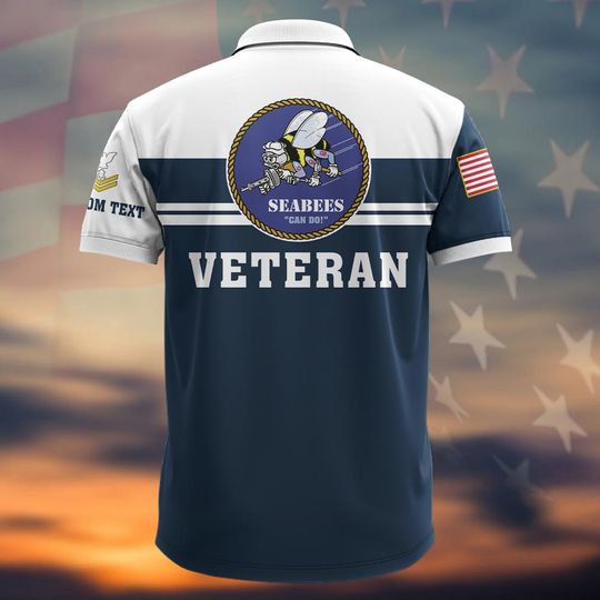 Customized Navy Seabees Veteran Polo Shirt