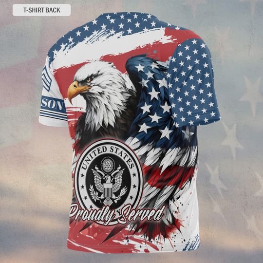 Custom U.S. Veteran Eagle & Flag 3D T-Shirt