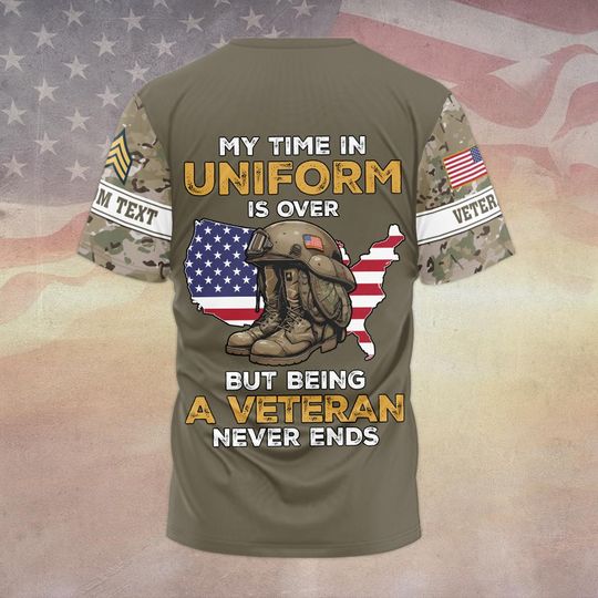 Customized US Veteran 3D T-Shirt