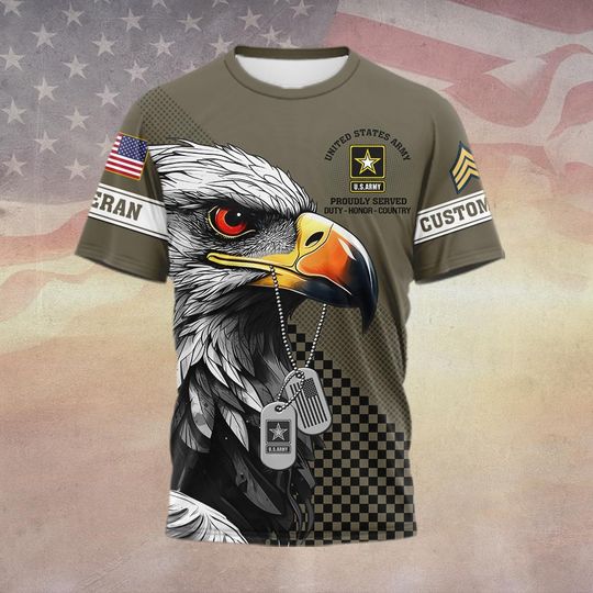 Customized US Veteran 3D T-Shirt