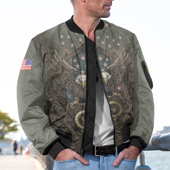 Customized Eagle Veteran 3D Bomber Jacket