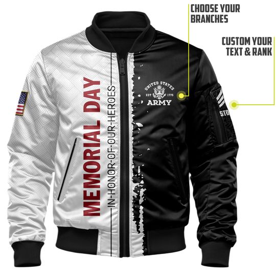 Customized Memorial Day Bomber Jacket x “God Bless Our Fallen Heroes” - Bomber Jacket