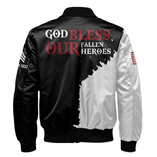 Customized Memorial Day Bomber Jacket x “God Bless Our Fallen Heroes” - Bomber Jacket