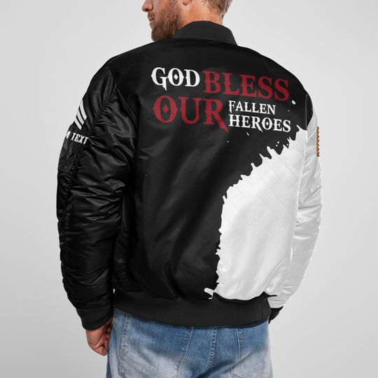 Customized Memorial Day Bomber Jacket x “God Bless Our Fallen Heroes” - Bomber Jacket