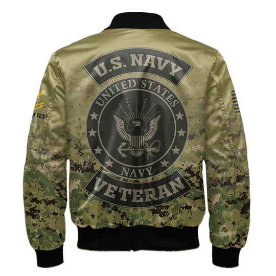 US Navy Veteran Camouflage Fade Design Bomber Jacket