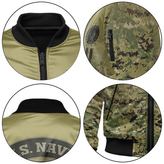 US Navy Veteran Camouflage Fade Design Bomber Jacket